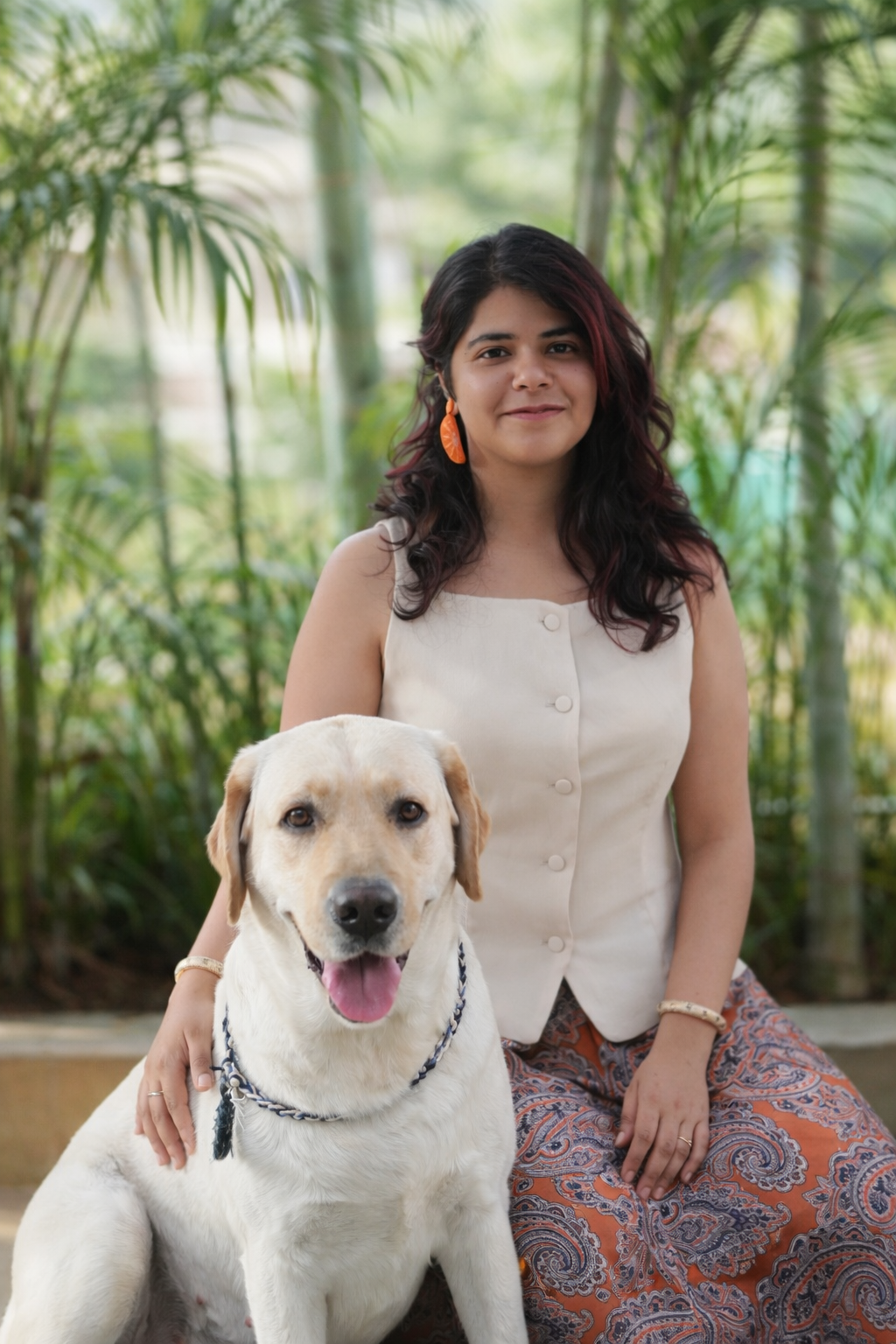 Ojasvi Bhardwaj with her dog